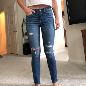 Madewell ripped jeans 9” high riser skinny skinny